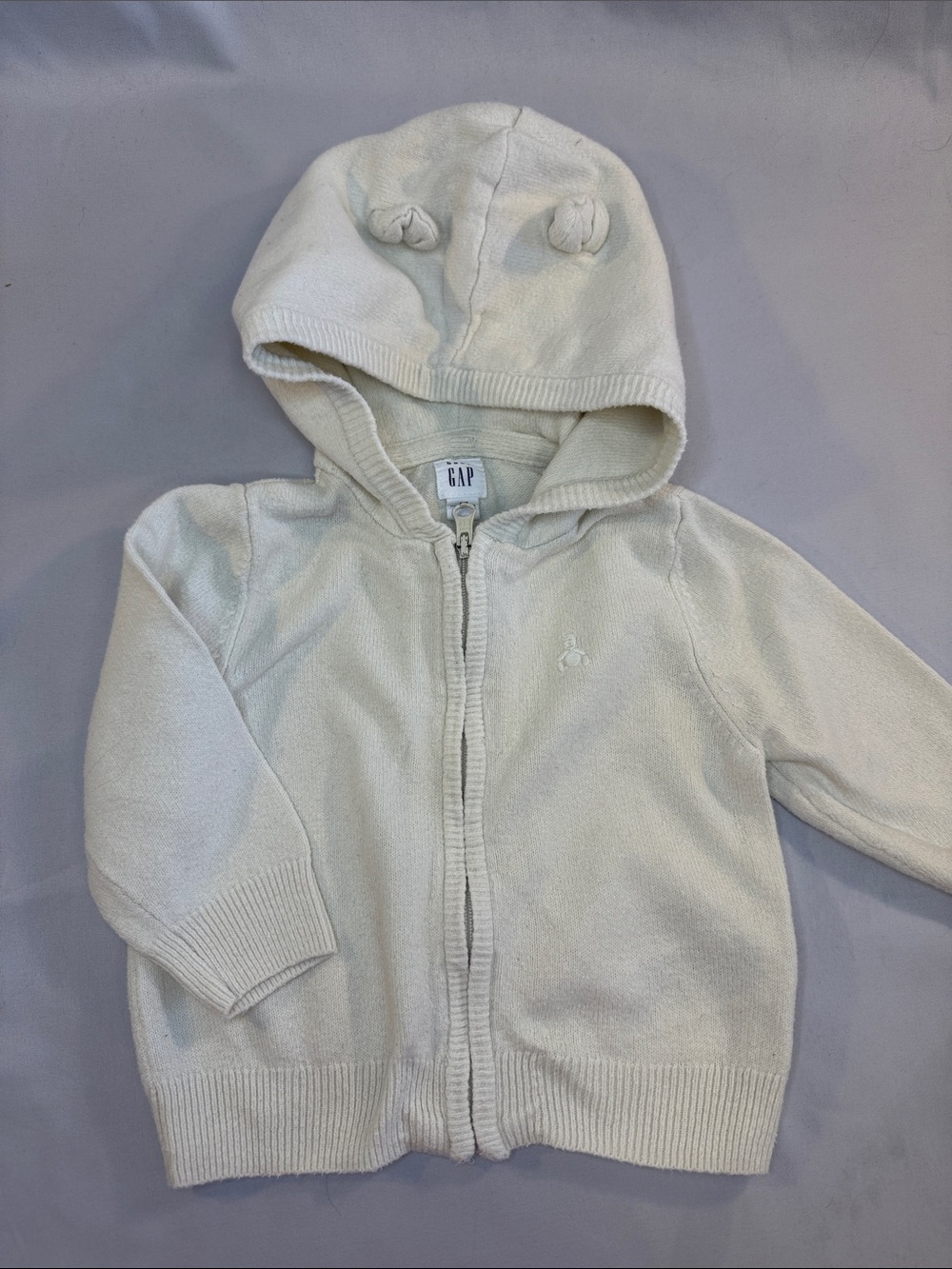 GAP Cream Hooded Zip Cardigan with Knot Ears